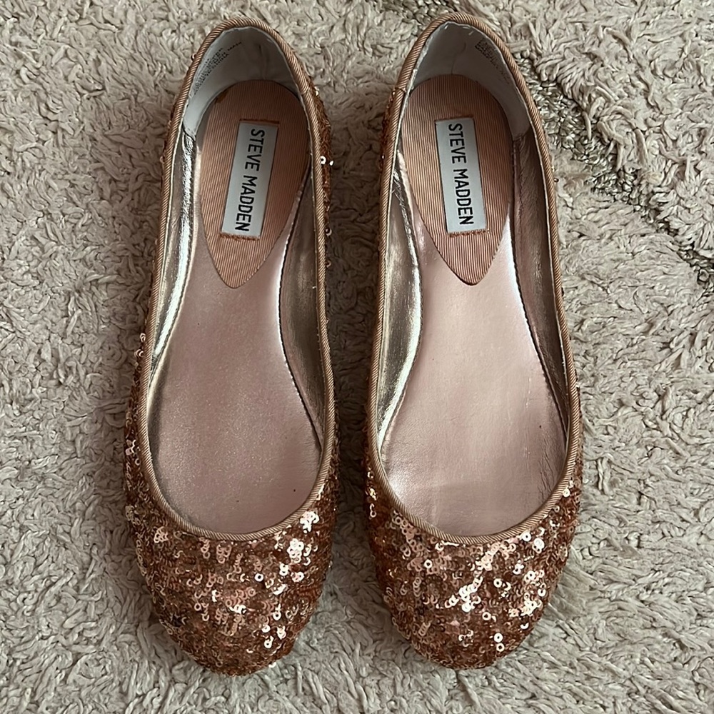 Steve Madden Rose Gold Sparkly Flats